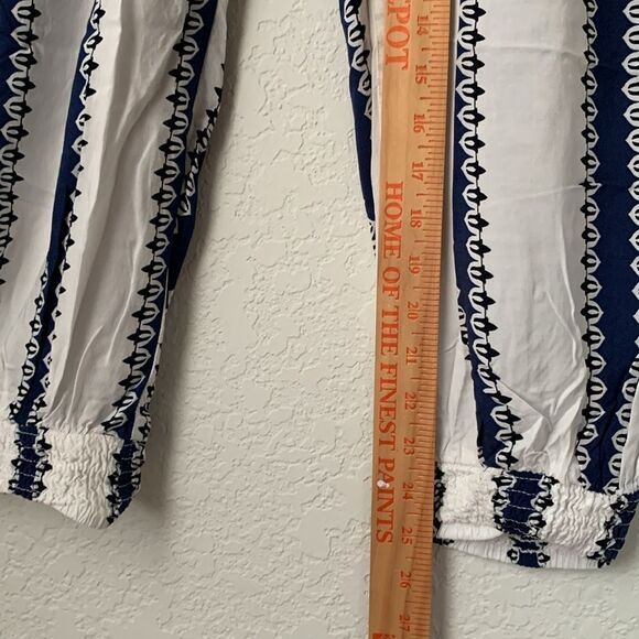 Solitaire Navy White Swimwear Open Sides Rayon Pants Joggers Size L - Picture 4 of 10